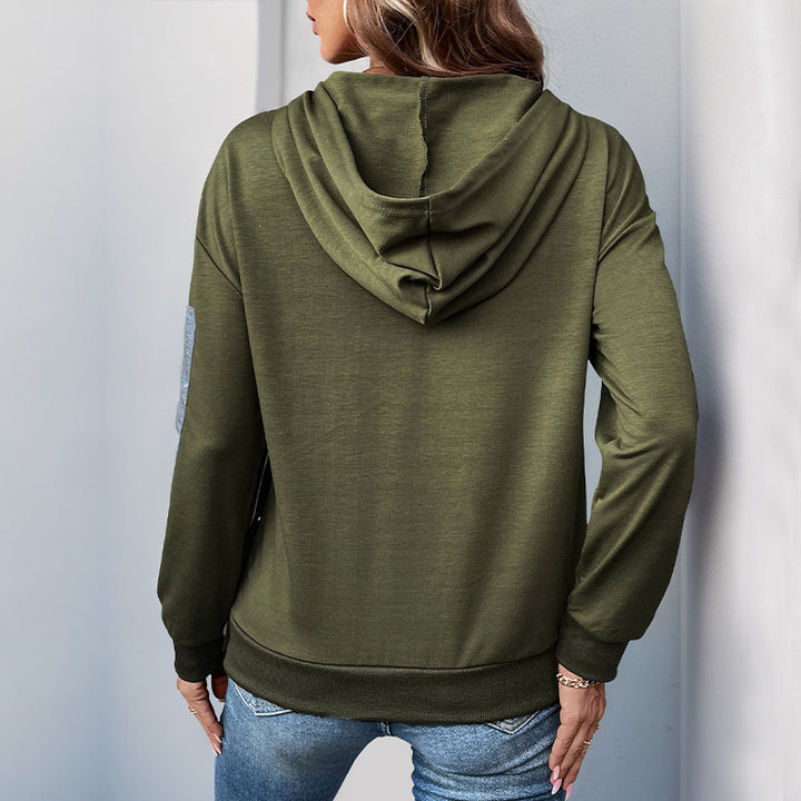 Damen lässiger Kapuzenpullover mit seitlichem Reißverschluss und modischen Akzenten Drune