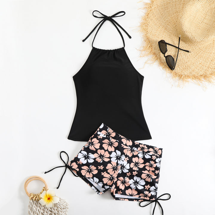 Damen Tankini-Set mit modischem Blumendruck und verstellbaren Trägern Drune