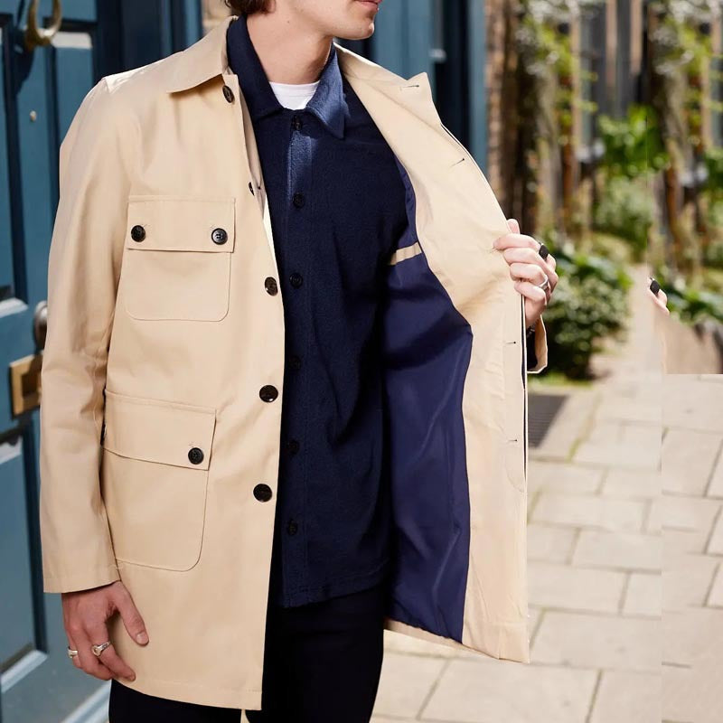 Drune | Utility Jacke Normale Passform Baumwollmischung Hemdkragen Mehrere Taschen