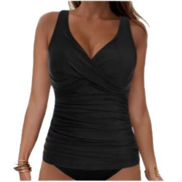 Damen elegantes Wickel-Badeoberteil mit Rüschen Drune