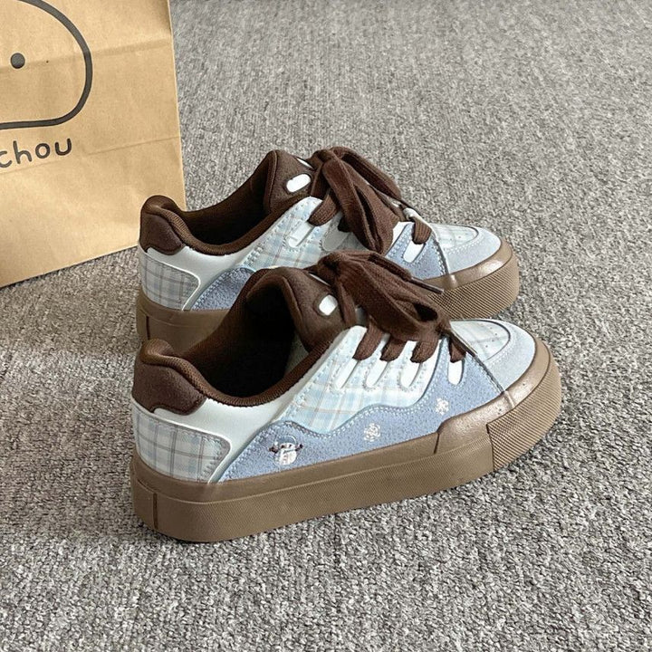Damen Sneakers mit süßem Gitterdesign und dicker Sohle Drune