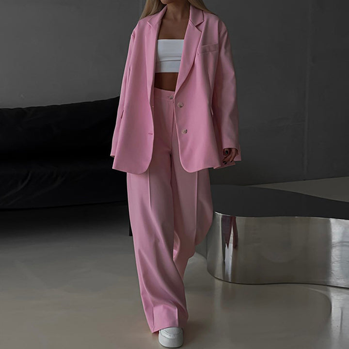 Damen elegantes und modisches Blazer-Anzug-Set mit hohen Taillenhosen Drune