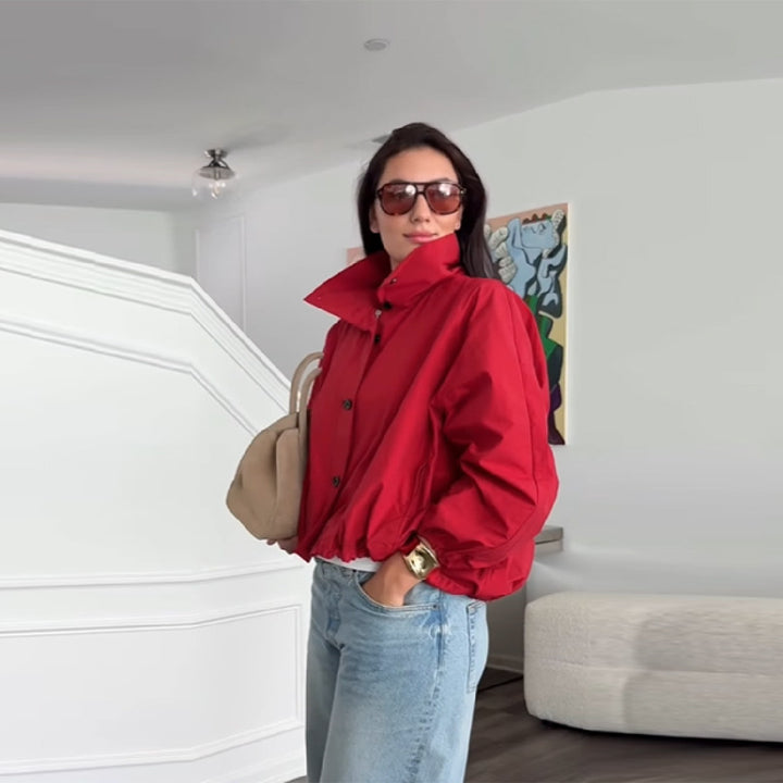 Damen stylische Outdoor-Jacke mit hohem Kragen Drune