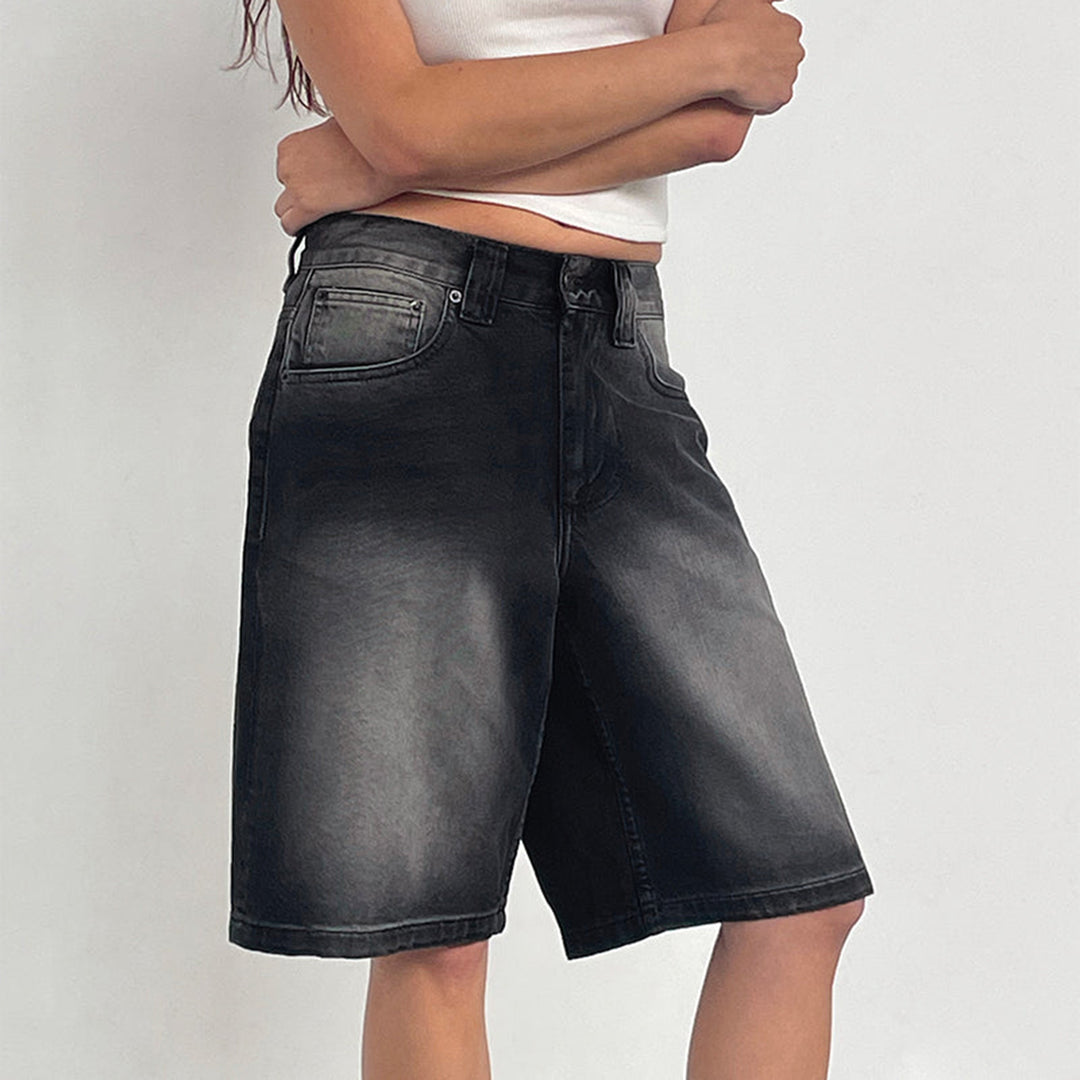 Damen Relaxed Fit Denim-Bermuda mit hohem Bund Drune
