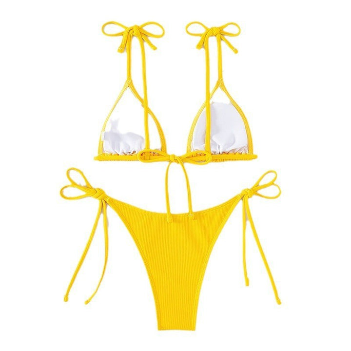 Damen Triangle-Bikini mit verstellbaren Bindebändern und feiner Rippstruktur Drune