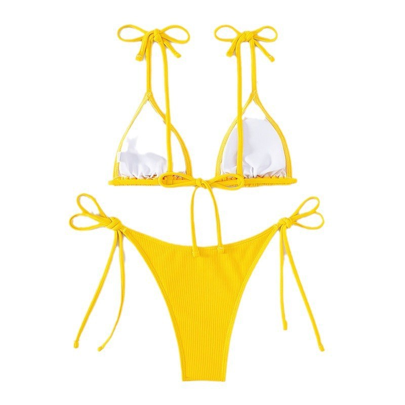 Damen Triangel-Bikini-Set mit verstellbaren Bindebändern und strukturiertem Obermaterial Drune