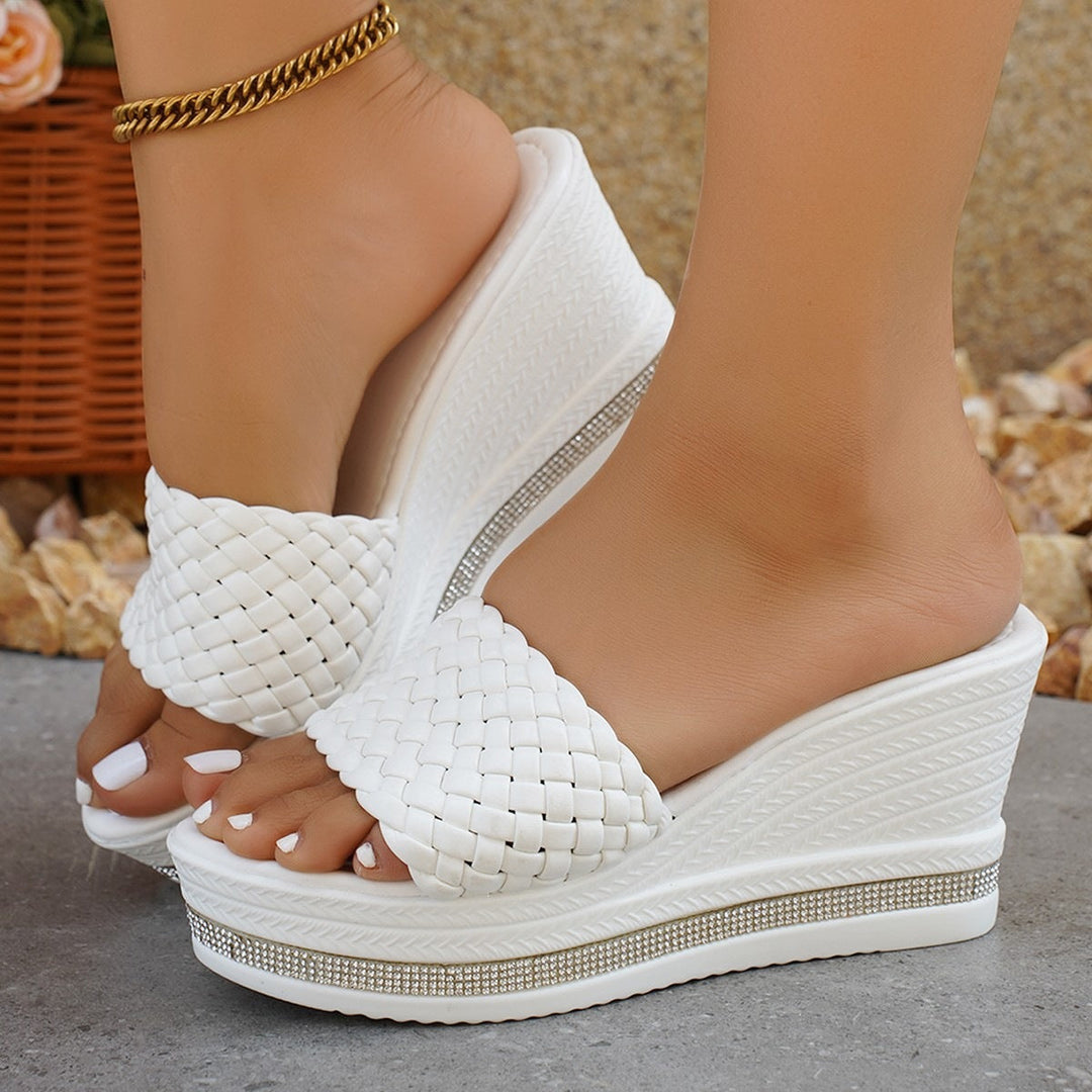 Damen Wedge-Pantoletten mit offener Zehenpartie und glitzerndem Akzent Drune
