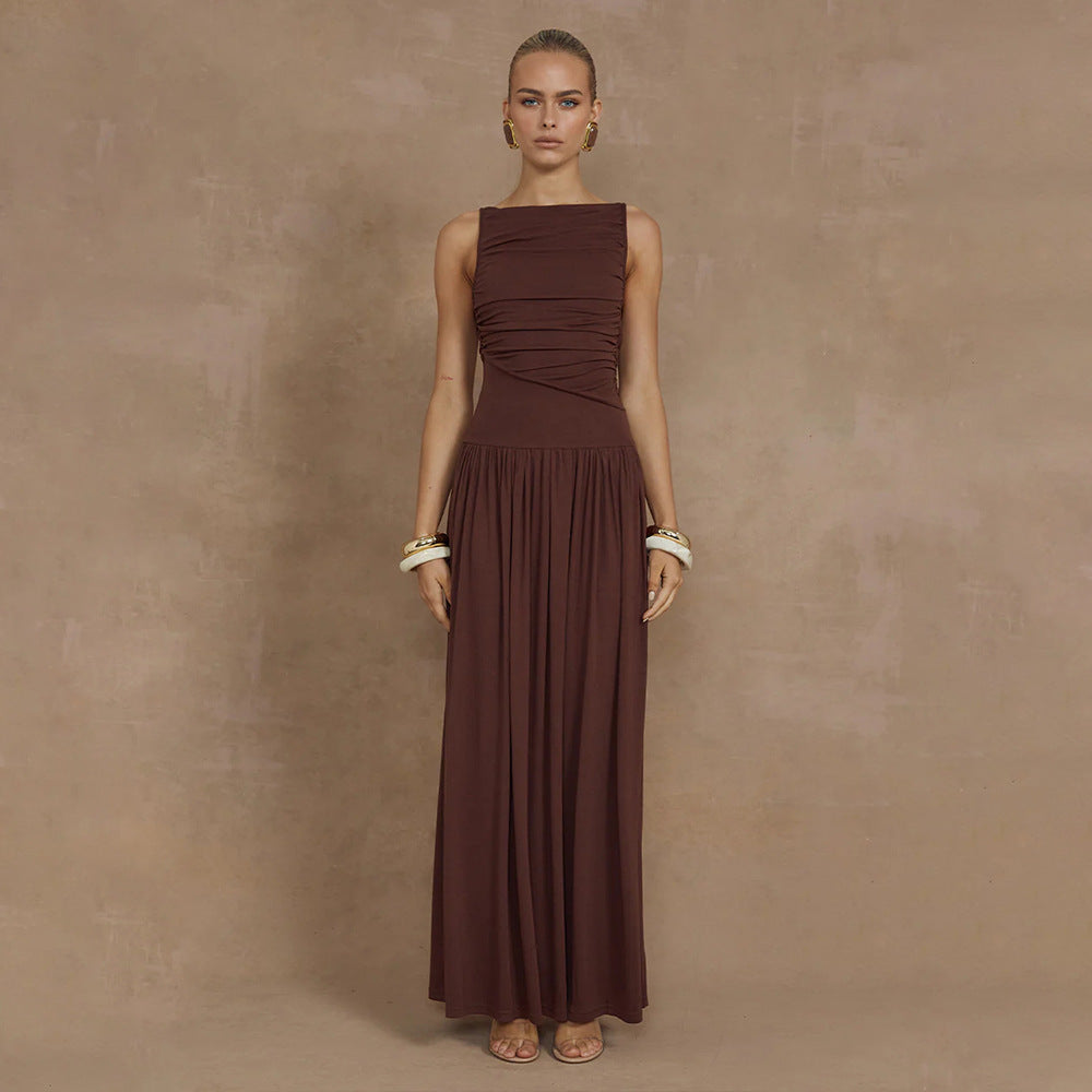 Damen Elegantes Maxikleid mit raffiniertem Rüschendesign Drune