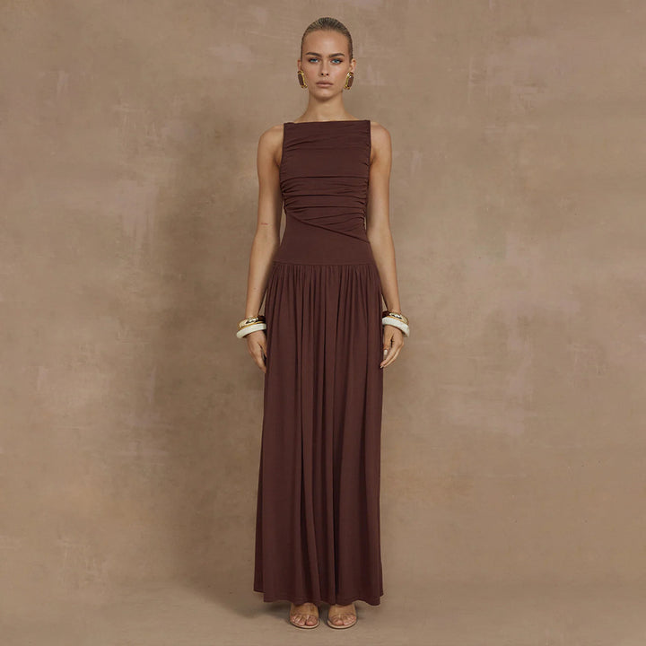 Damen Elegantes Maxikleid mit raffiniertem Rüschendesign Drune