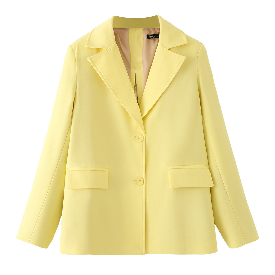 Damen elegante Blazerjacke mit strukturiertem Gewebe und praktischen Taschen Drune