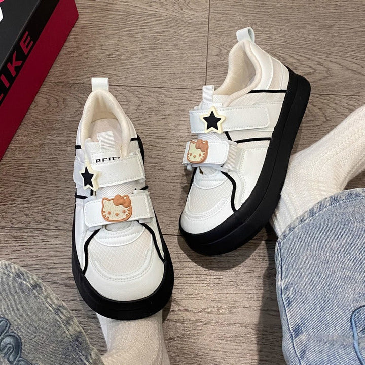 Damen Verspielte Sneaker mit dekorativen Details und Klettverschluss Drune