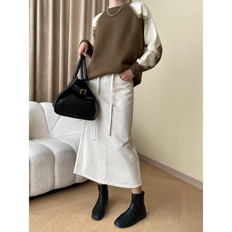 Damen Modischer Maxirock mit eleganten Stretch-Details Drune