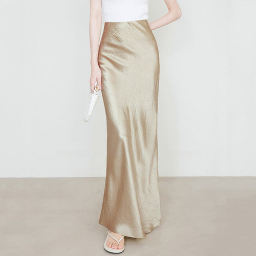 Damen Eleganter Maxirock aus satinierter Viskose Drune