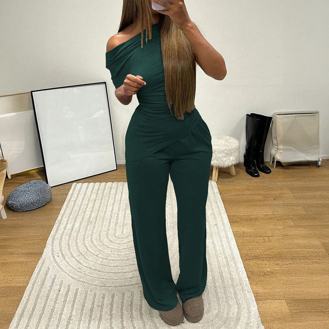 Damen Eleganter Overall mit Wickeldesign und weitem Bein Drune