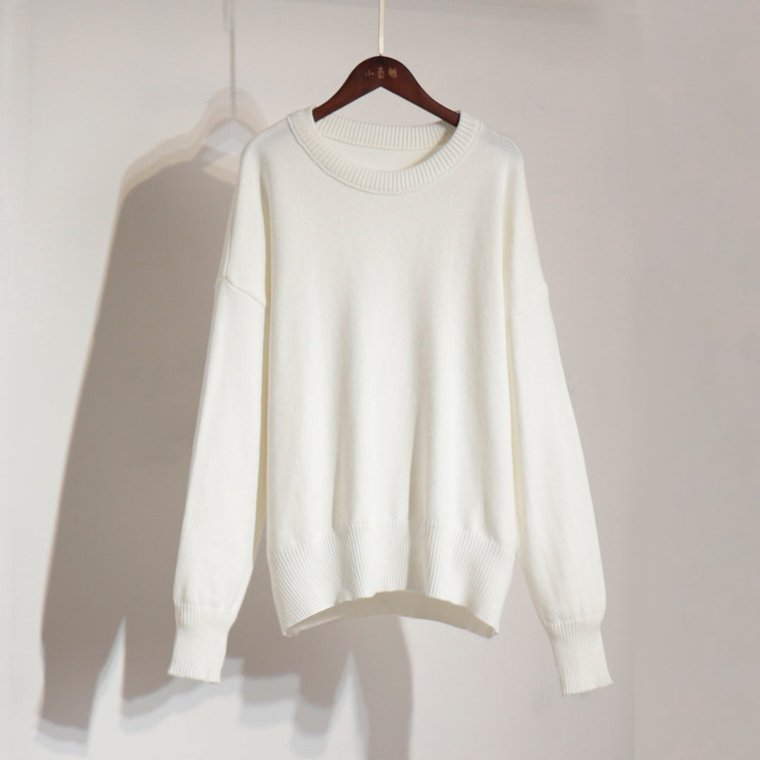 Damen Grobstrickpullover mit weitem Schnitt und lässigem V-Ausschnitt Drune