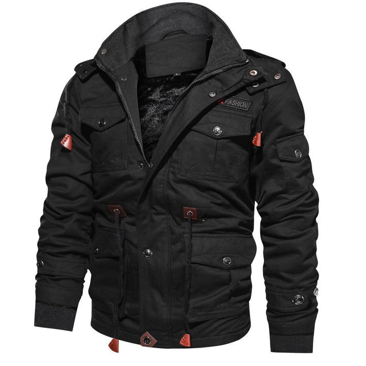 Herren nan legerer Baumwoll-Blazer mit Knopfleiste, aufgesetzten Taschen und gestreiftem Innenfutter Drune