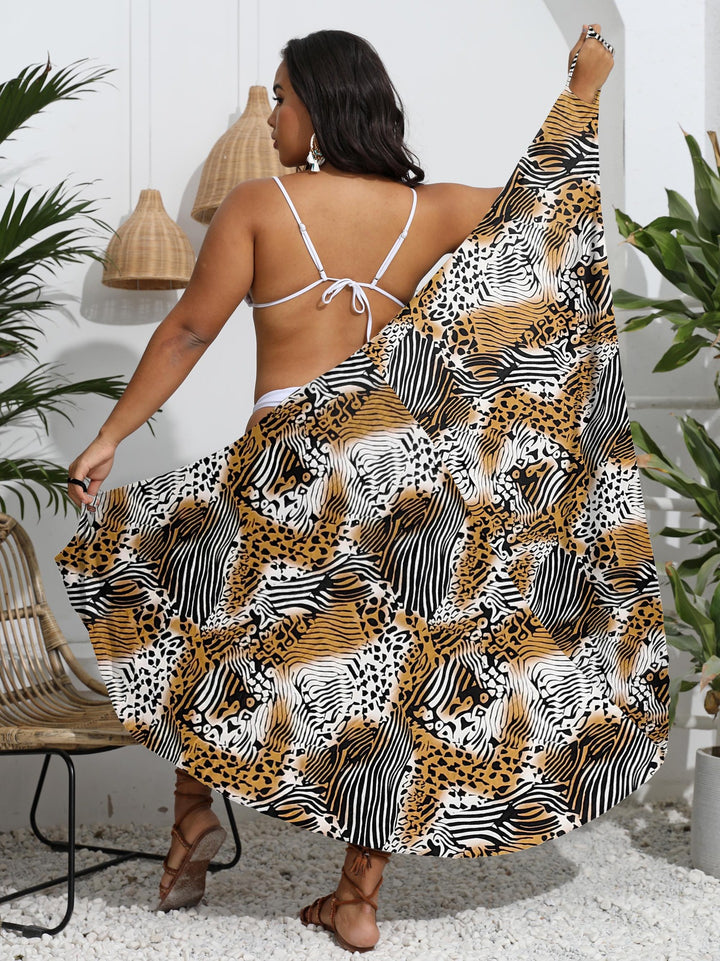 Damen eleganter Wickelsarong mit modernem Muster Drune