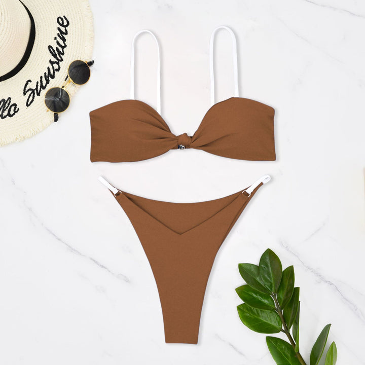 Damen Bandeau-Bikini mit trendigem Knoten-Design und hautfreundlichem Material Drune