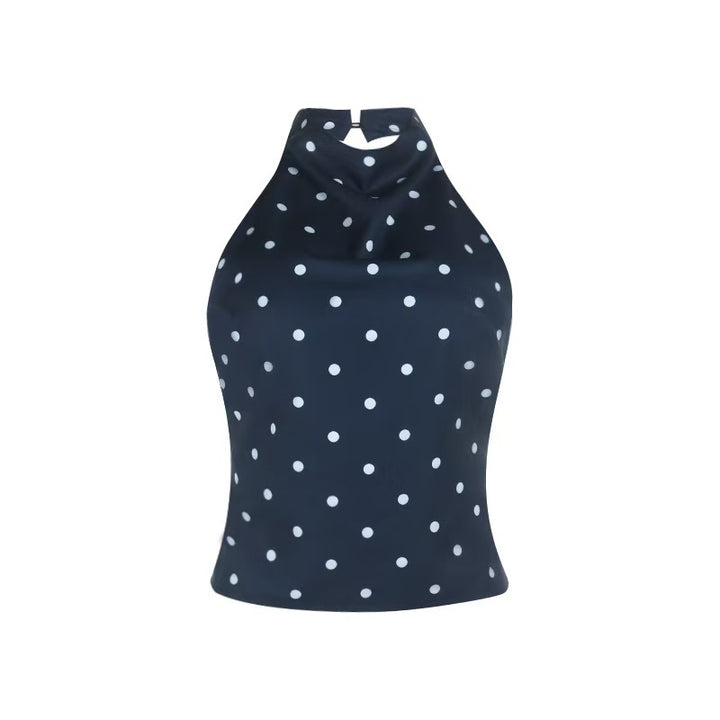 Damen Polka-Dots Haltertop mit hohem Kragen und figurformendem Schnitt Drune