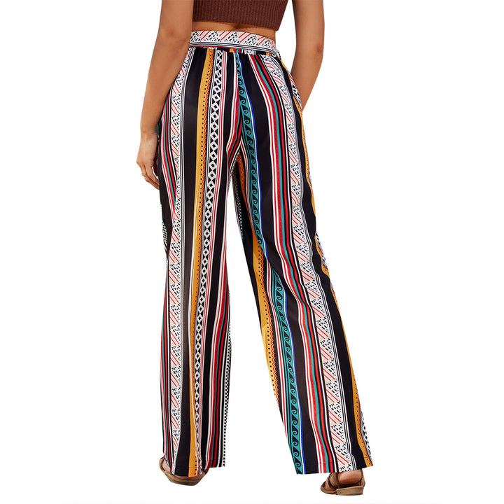 Damen weite Sommerhose mit vielseitigem Gürtel und auffälligem Muster Drune