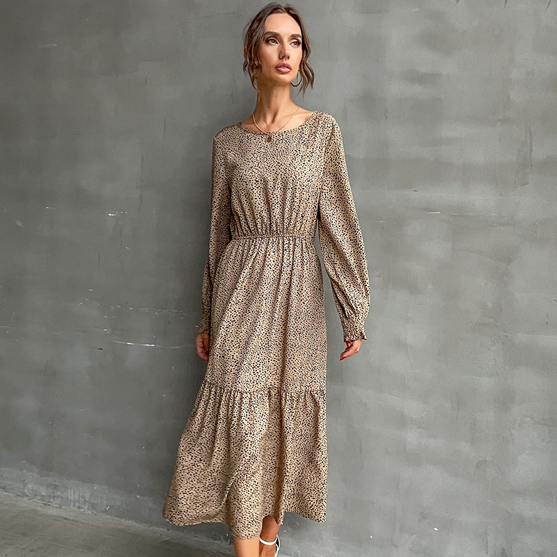 Damen Maxikleid mit elastischem Taillengürtel und eleganten Rüschendetails Drune