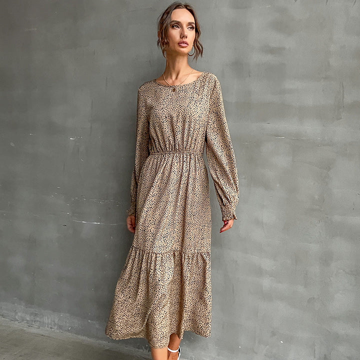Damen Maxikleid mit elastischem Taillengürtel und eleganten Rüschendetails Drune
