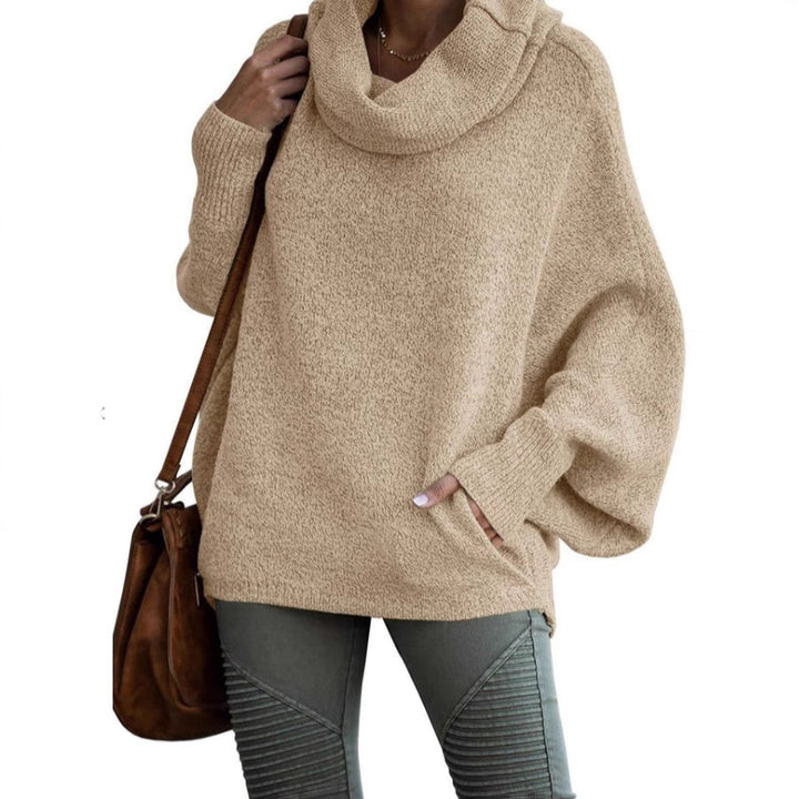 Damen lässiger Rollkragenpullover mit weit geschnittenen Ärmeln Drune