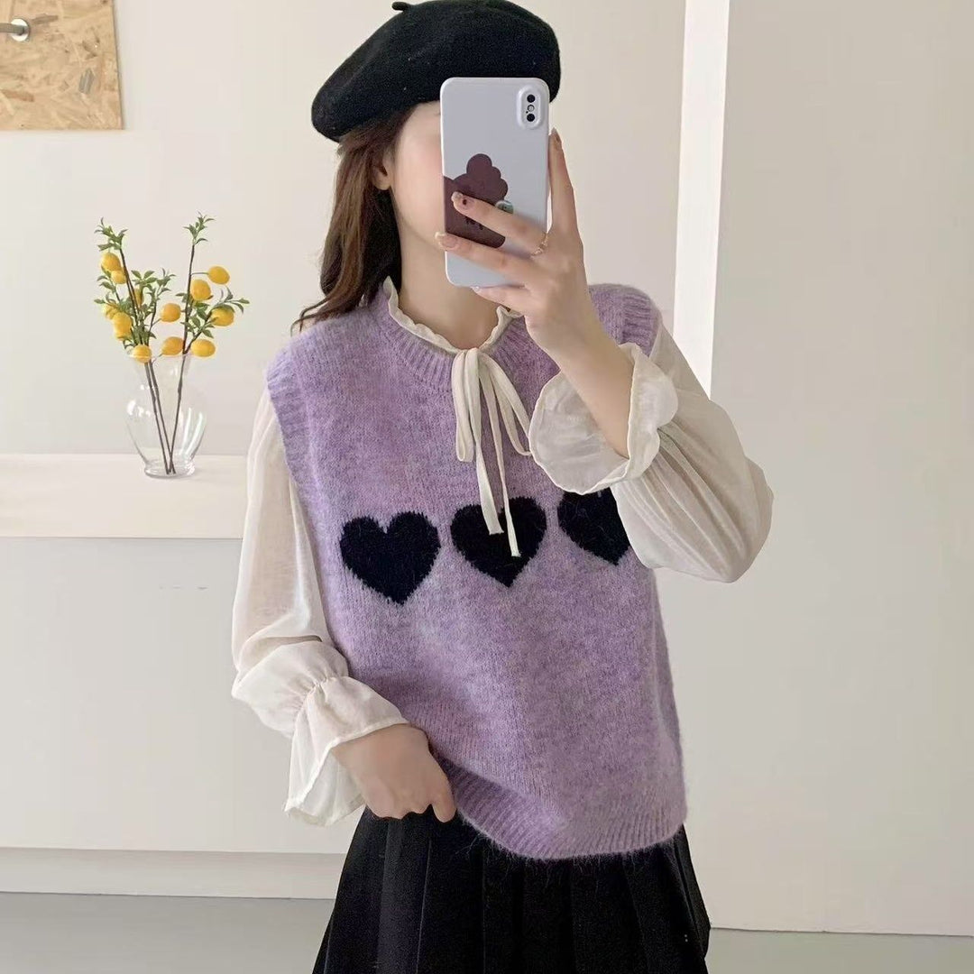 Damen Strickpullover mit Herzmotiv Drune