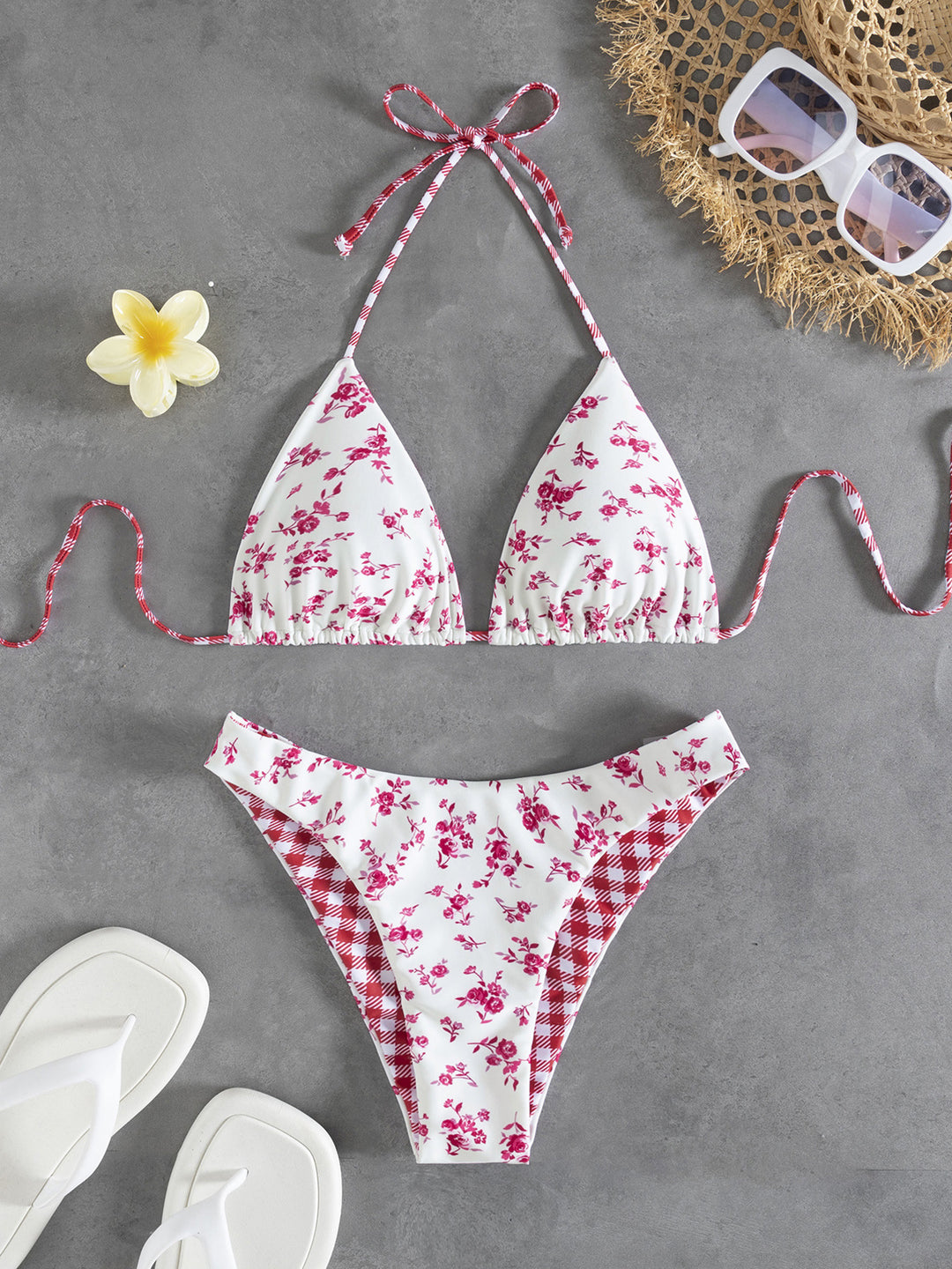 Damen Blumenmuster Bikini Drune