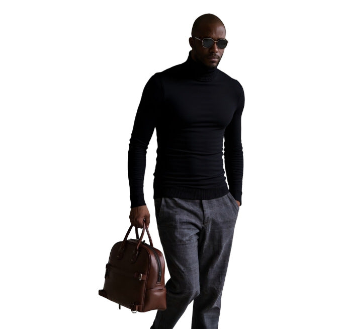Herren rollkragen pullover mit feiner Struktur Drune