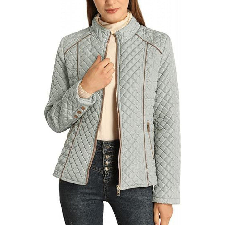 Damen gesteppte Freizeitjacke mit hohem Kragen Drune