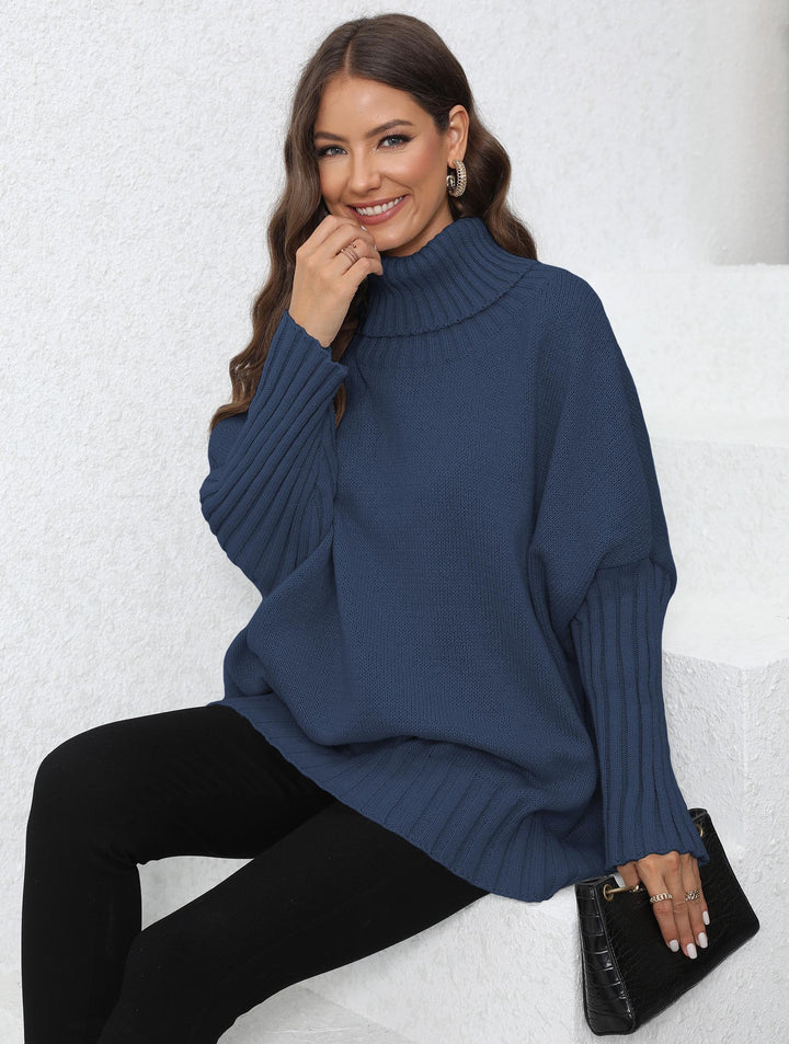 Damen Oversize Rollkragenpullover mit strukturiertem Strick Drune