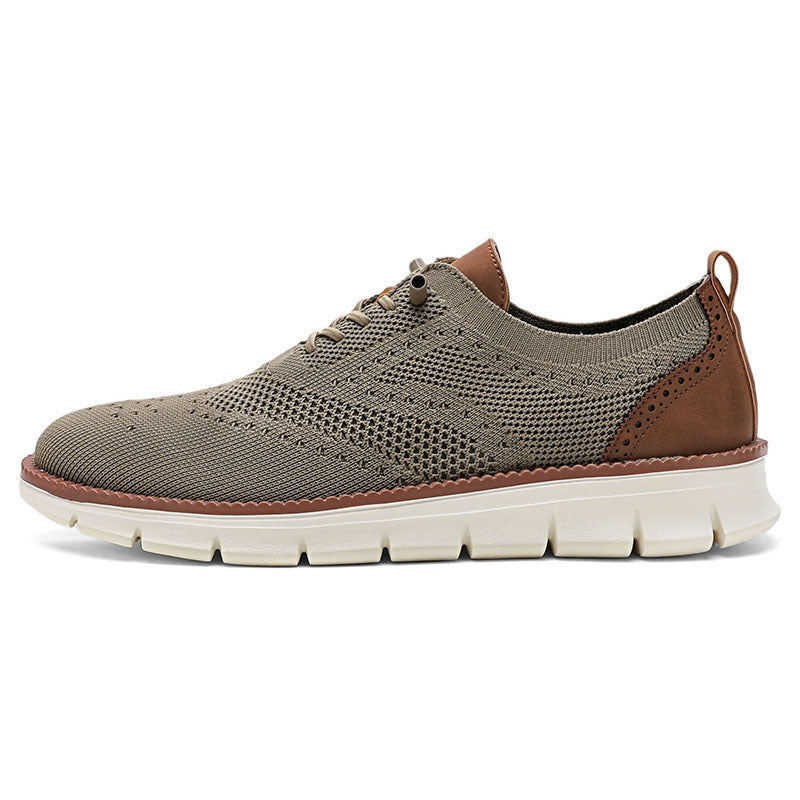 Herren nan gestrickter Business-Casual Schnürer mit Wingtip-Zierlochung und flexibler EVA-Sohle Drune