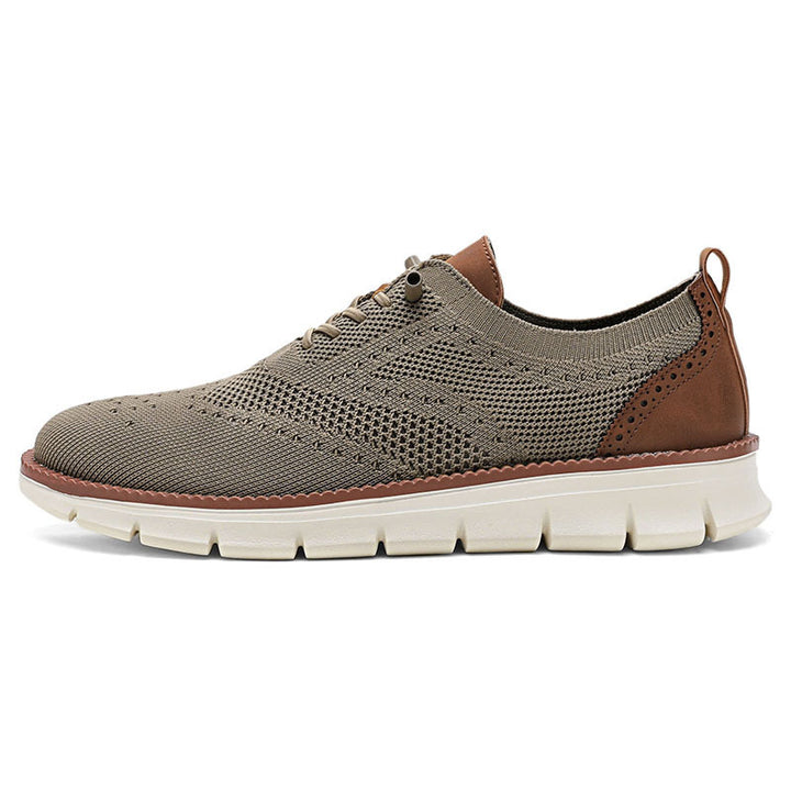Herren nan gestrickter Business-Casual Schnürer mit Wingtip-Zierlochung und flexibler EVA-Sohle Drune