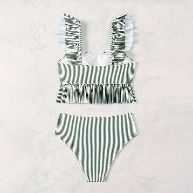 Damen Crop-Top Bikini-Set mit Rüschendetails Drune