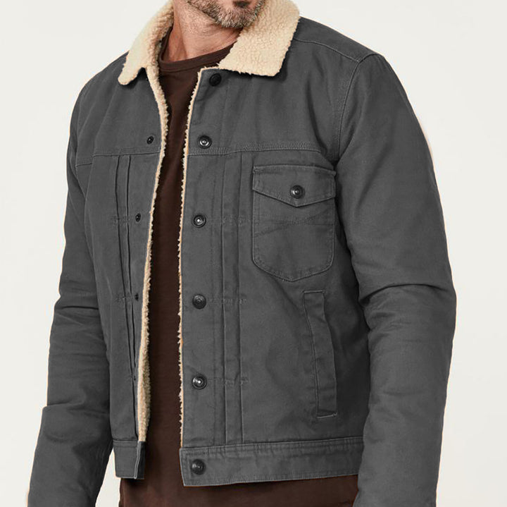 Herren gemusterte Baumwolljacke mit Fleecefutter Drune