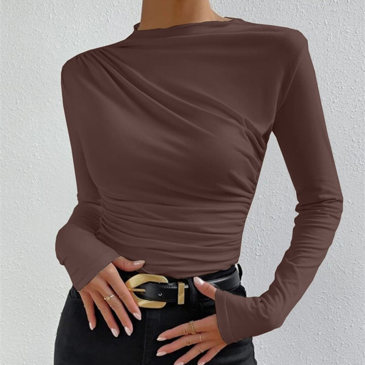 Damen Langarmshirt mit raffiniertem Drapierungsdesign Drune