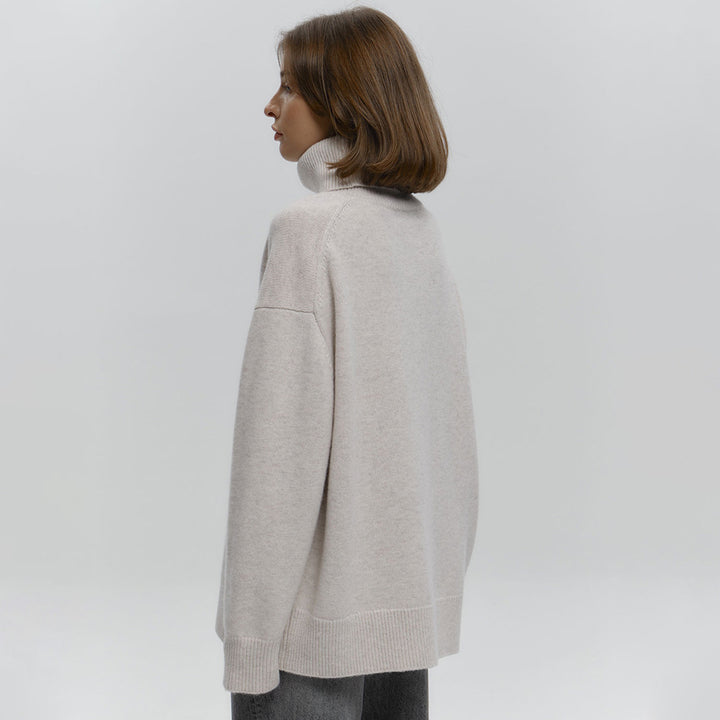Damen Strickpullover mit hohem Kragen und lässigem Schnitt Drune