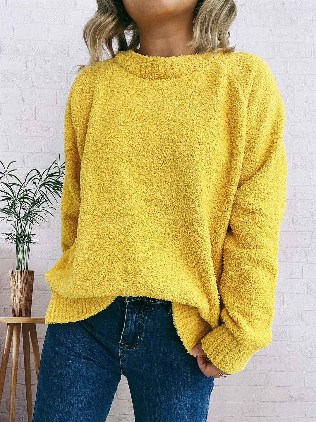 Damen wärmender Strickpullover mit lässigem Schnitt und strukturiertem Design Drune