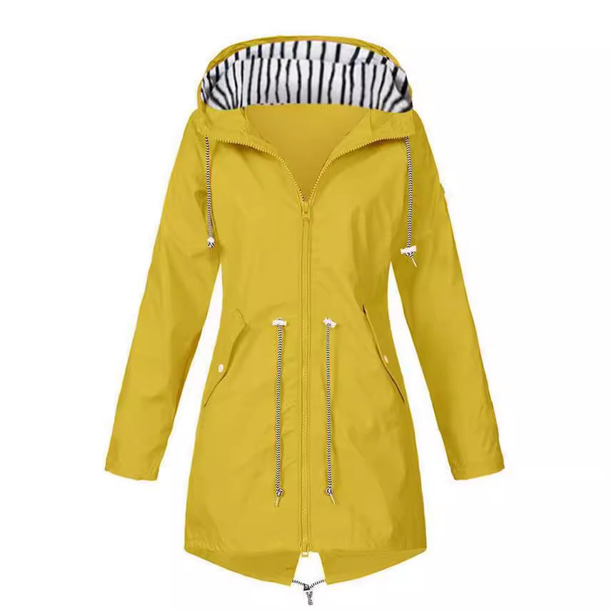 Damen nan taillierte Parka-Jacke mit Kapuze, Kordelzugbund und verdecktem Reißverschluss Drune