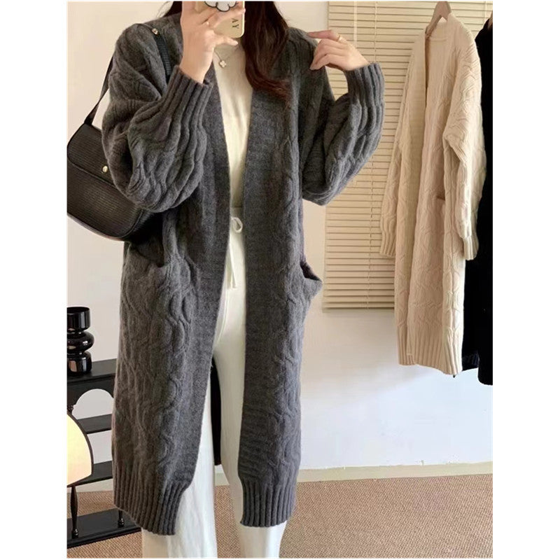 Damen Grobstrick-Cardigan mit Taschen und V-Ausschnitt Drune