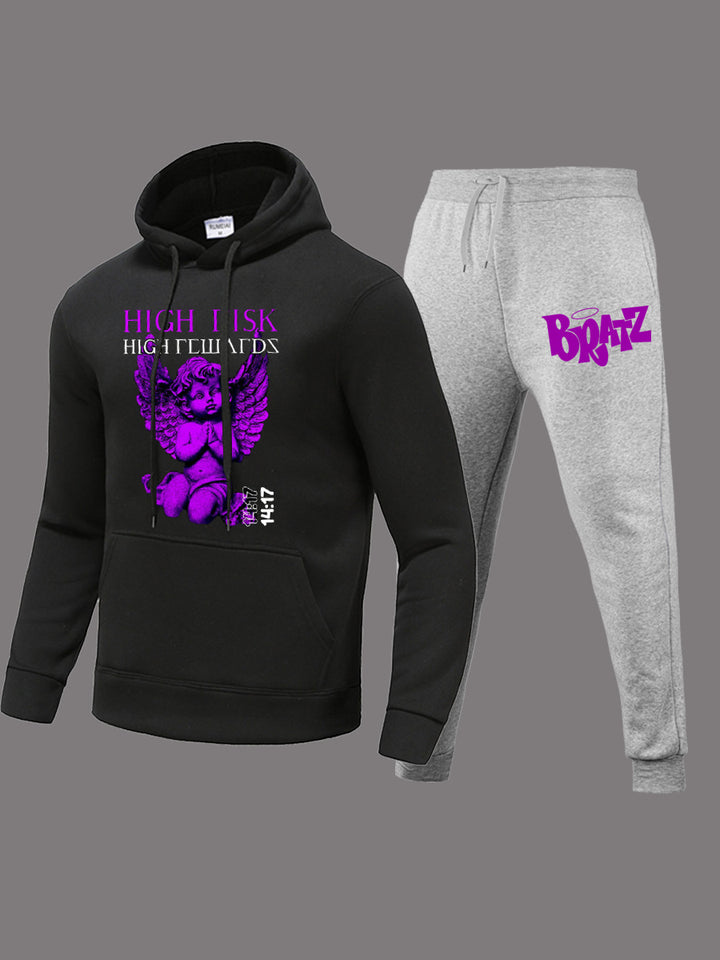 Damen Kapuzenpullover und Jogginghose Set mit einzigartigem Grafikdruck Drune