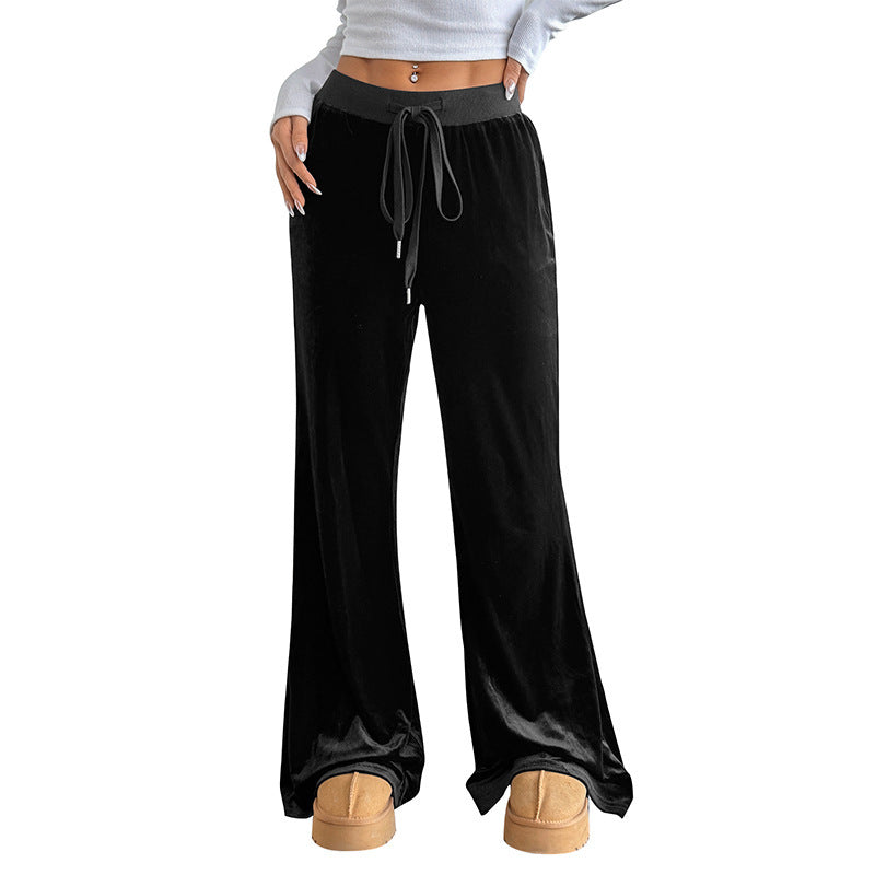 Damen bequem geschnittene Lounge-Hose aus weichem Samt Drune
