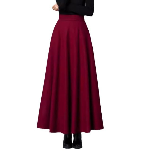 Damen Eleganter Maxirock mit schwingendem Saum und praktischen Taschen Drune