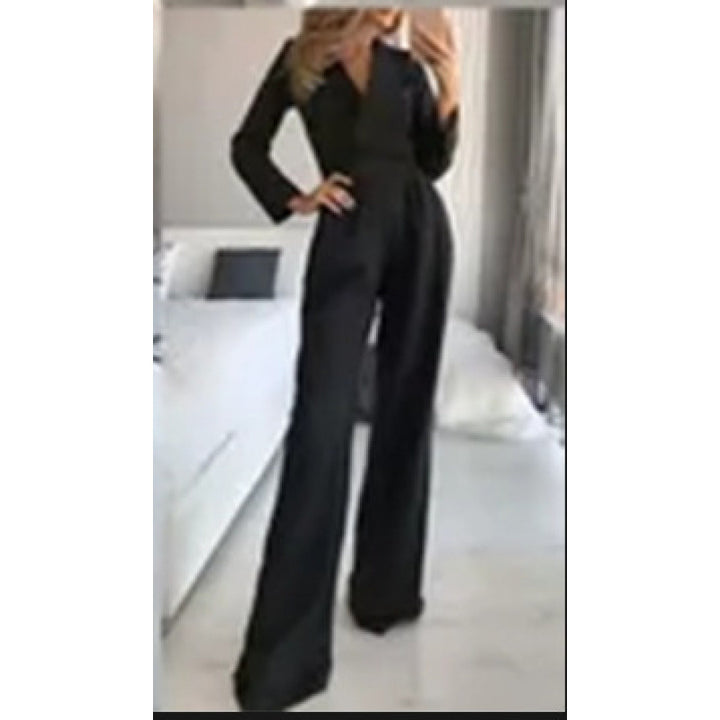Damen Eleganter und modischer Jumpsuit mit schmalem Kragen und praktischen Taschen Drune