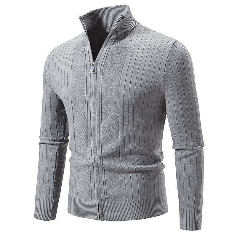 Herren stylische Strickjacke mit hohem Stehkragen und modischem Reißverschluss Drune