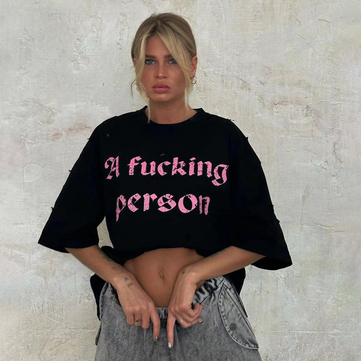 Damen Oversized T-Shirt mit modischen Distressed-Details Drune