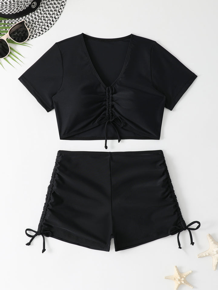 Damen Sportliches Crop-Top und Shorts-Set Drune