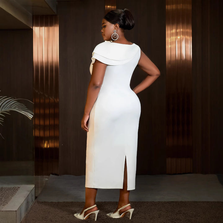 Damen figurbetontes Abendkleid mit 3D-Blumenapplikation Drune