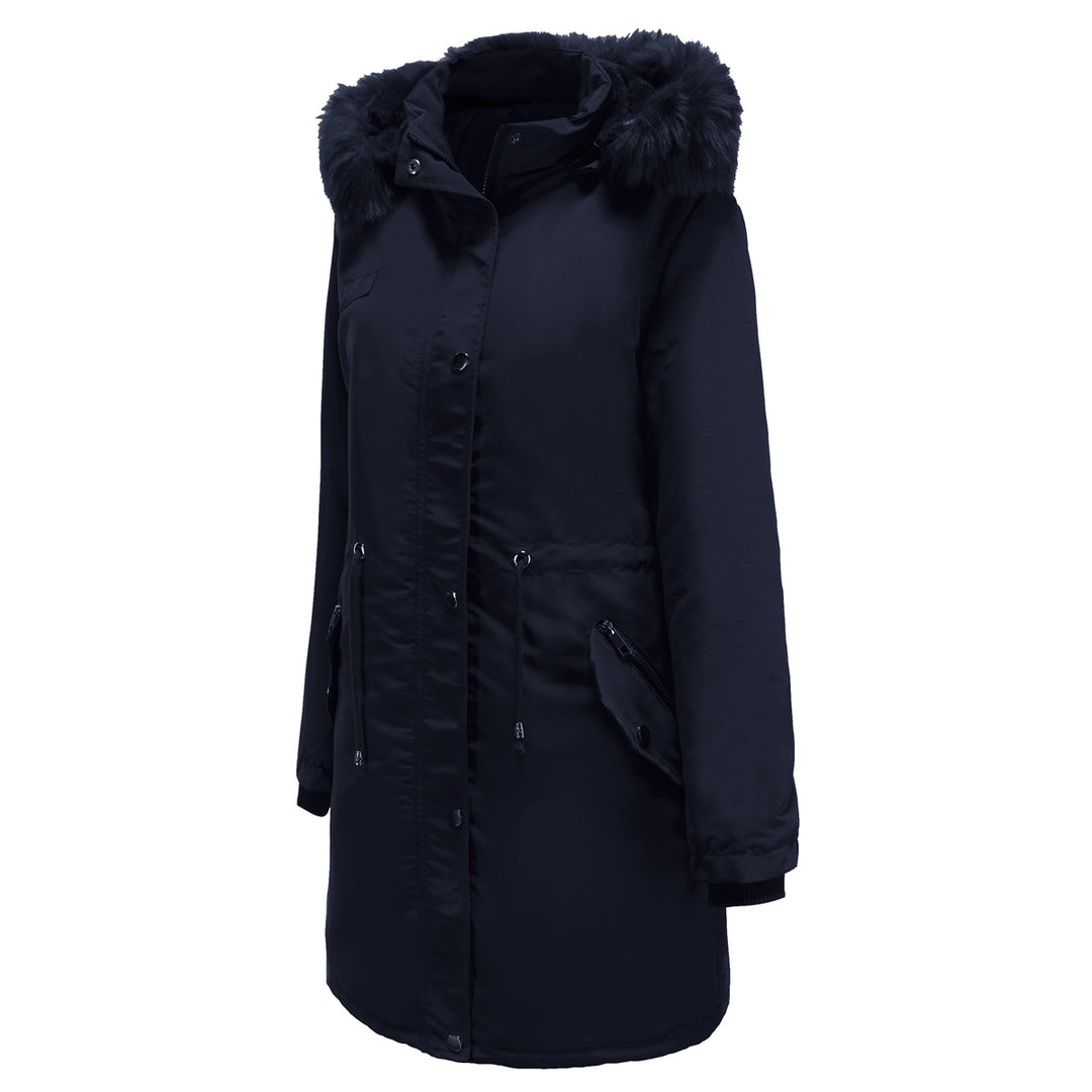 Damen Parkajacke mit abnehmbarem Kunstfellkragen und seitlichen Reißverschlusstaschen Drune